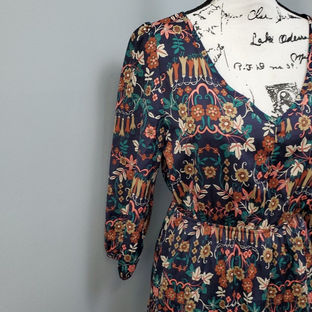 Wish Sheath Dress Womens Medium Multi Floral Lined Balloon Sleeve Keyhole Beck‎ - Picture 4 of 9